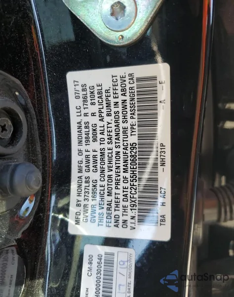 2017 Honda Civic Lx z USA, uszkodzony, nr VIN 19XFC2F55HE068295